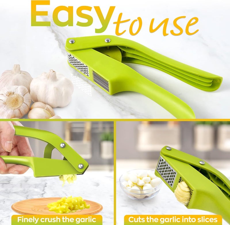 SWIUKPHE 2 in 1 Garlic Press Stainless Steel Garlic Mincer Chopper, Garlic Slicer Garlic Chopper Mincer, Slicer Garlic Crusher Tool, Professional Kitchen Gadgets Mincer Tool - Image 5