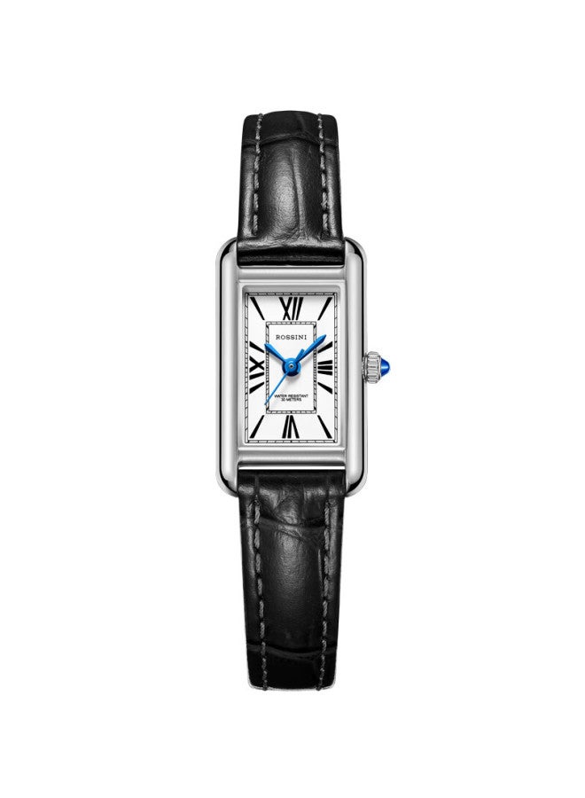 Rossini Women's Watch, Ladies' Wrisch, New Year Gift For Girlfriend, Light Luxury Retro Quartz Small Square Watch With Black Leather Strap 224476 - Image 4
