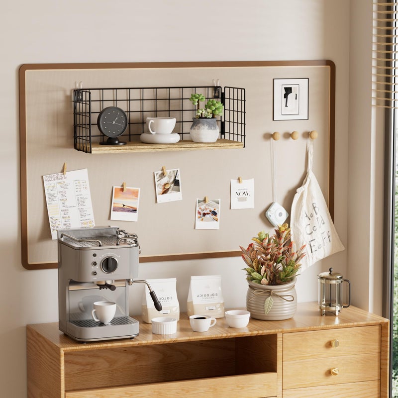 SoaShower Floating Cubicle Shelf with Hooks, Paulownia Wood Desktop Organizer for Office Cubicle Decor, Desk Shelf for Top of Desk & Cute Cubicle Accessories for Work - Image 3