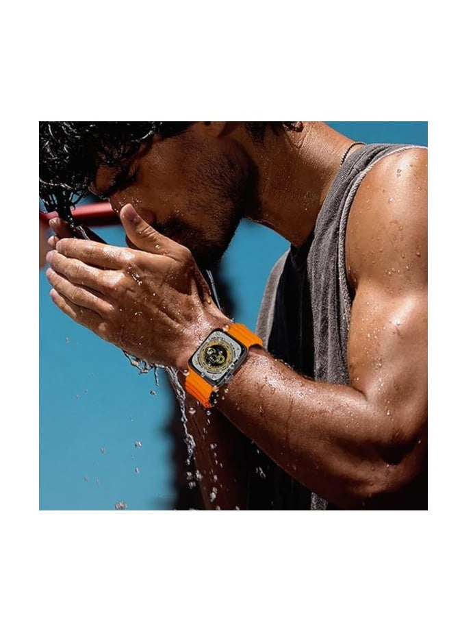 ten.tech - Ten Tech Silicone Band for Apple Watch Ultra/Ultra 2 49mm 45mm 44mm 42mm, Waterproof Soft Silicone Sports Band for iWatch Ultra SE 8/7/6/5/4/3/2/1, orange - Image 1