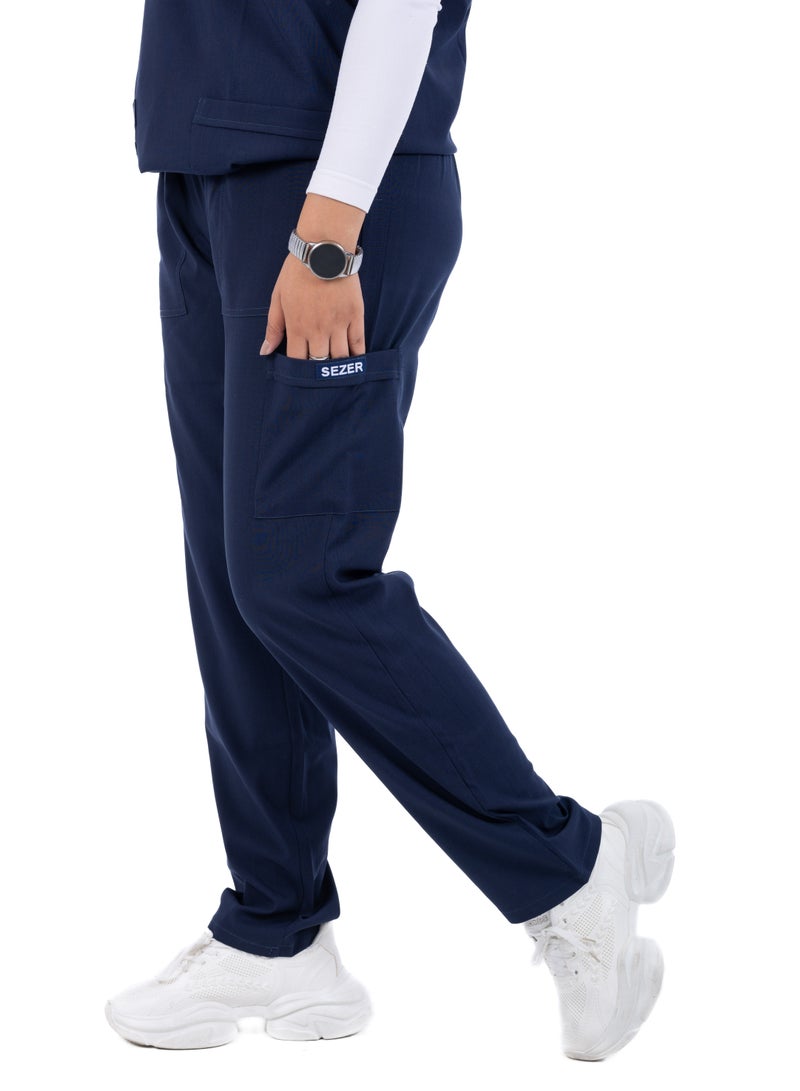 sezer Shine in comfort and elegance with a cotton medical scrub from Caesar - the perfect dark blue for women! - Image 4