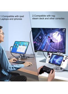 KASTWAVE Docking Station for iPad Pro, Steam Deck, ROG Ally, 10 in 1 with 4K@60Hz HDMI SD TF 4.0 Reader,Gigabit Ethernet RJ45 100W PD,Audio,USB A,USB C Rotatable Folding Type-C Tablet Stand Holder  - Image 2
