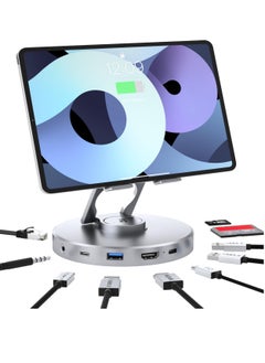 KASTWAVE Docking Station for iPad Pro, Steam Deck, ROG Ally, 10 in 1 with 4K@60Hz HDMI SD TF 4.0 Reader,Gigabit Ethernet RJ45 100W PD,Audio,USB A,USB C Rotatable Folding Type-C Tablet Stand Holder  - Image 1