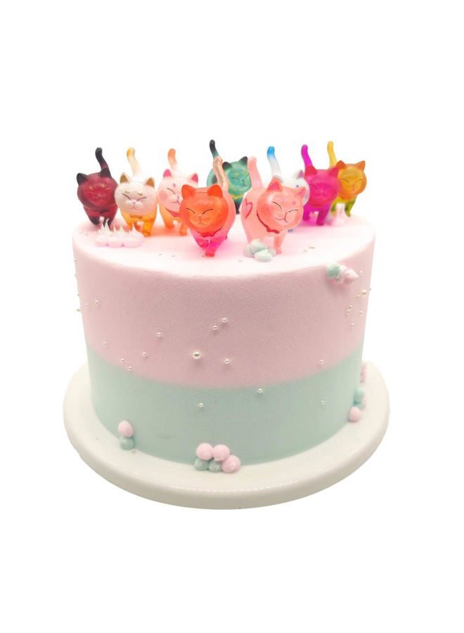 Halloluck AngelDOU Halloluck 9 Pcs Colorful Cute Miniature Cat Figure Animal Cat Characters Toys Mini Figure Collection Playset, Cake Topper, Plant, Automobile Decoration - Image 1