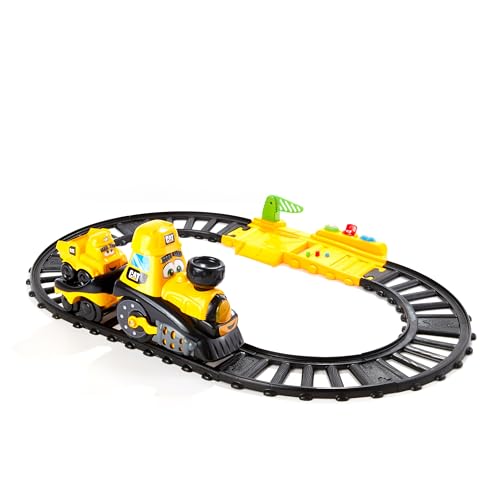 CAT Construction Toys Power Track Friends Preschool Train Set 8 Pieces of EasytoAssemble Track Light Sounds Motorized Train Car Carrier Develops Fine Motor Skills - Image 1