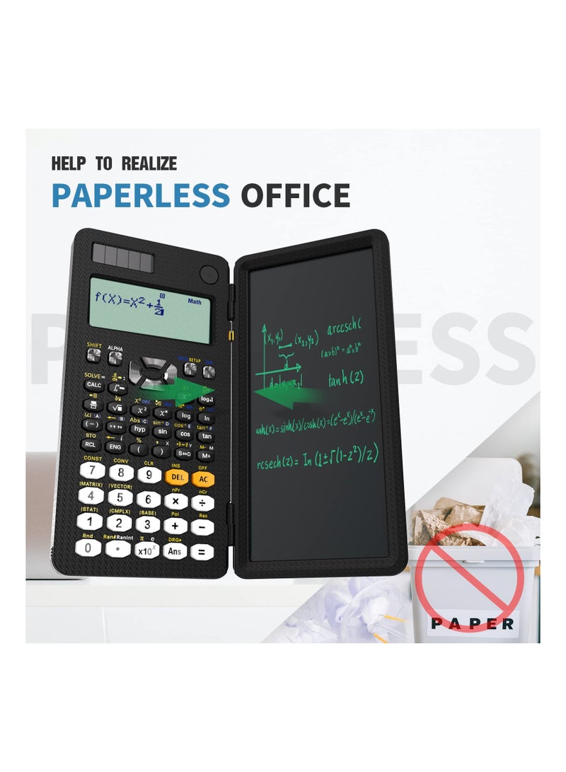 Upgraded 991ES Plus Scientific Calculator Multiview 4-Line Display Scientific Calculators with Erasable LCD Writing Tablet Solar Battery Power Desktop Calculator with Notepad for School - Image 4