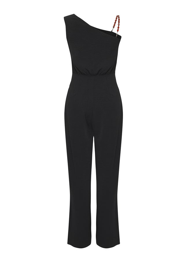 trendyol Black One Shoulder Maxi Woven Jumpsuit - Image 5
