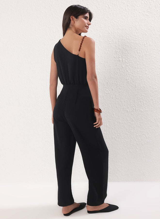 trendyol Black One Shoulder Maxi Woven Jumpsuit - Image 4