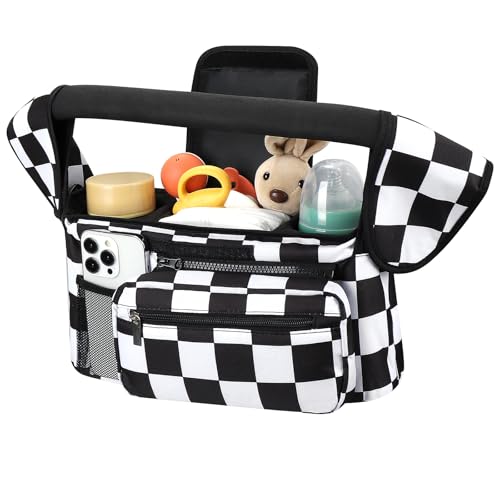 Accmor Universal Stroller Organizer with Insulated Cup Holder Detachable Phone Bag and Shoulder StrapStroller Bag Caddy Organizer Fits for Uppababy Baby Jogger Britax Strollers - Image 1