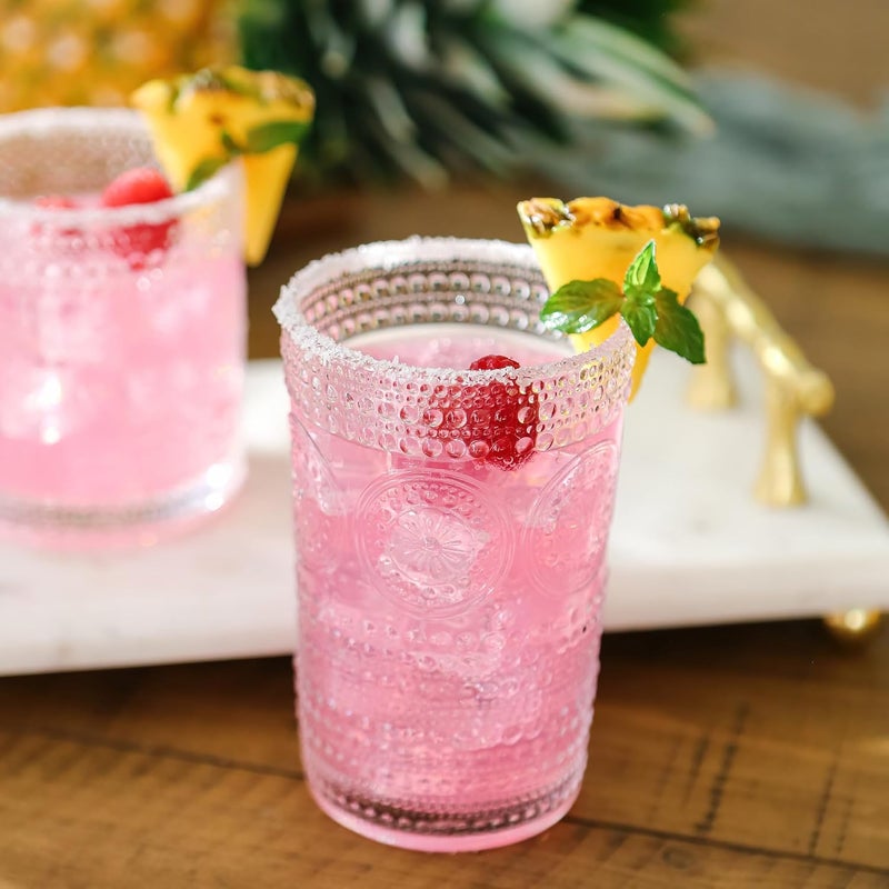 Kate Aspen Hobnail Beaded Floral Clear Drinking Glasses Set of 6 13 oz Vintage Glassware Set Cocktail Glass Set Juice Glass Water Cups  Great Hostess Gift  Gift for New Home Owners - Image 3