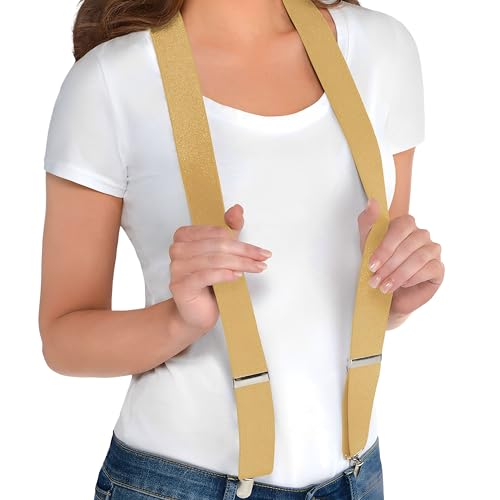 Amscan Gold Adjustable Metal Clip Accessory Suspenders - 1 Pack - Durable Polyester, Stylish & Versatile Accessory - Perfect For Weddings, Events & Everyday Elegance, One Size Fits Most - Image 2