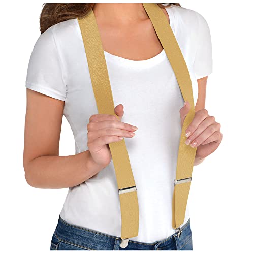 Amscan Gold Adjustable Metal Clip Accessory Suspenders - 1 Pack - Durable Polyester, Stylish & Versatile Accessory - Perfect For Weddings, Events & Everyday Elegance, One Size Fits Most - Image 3