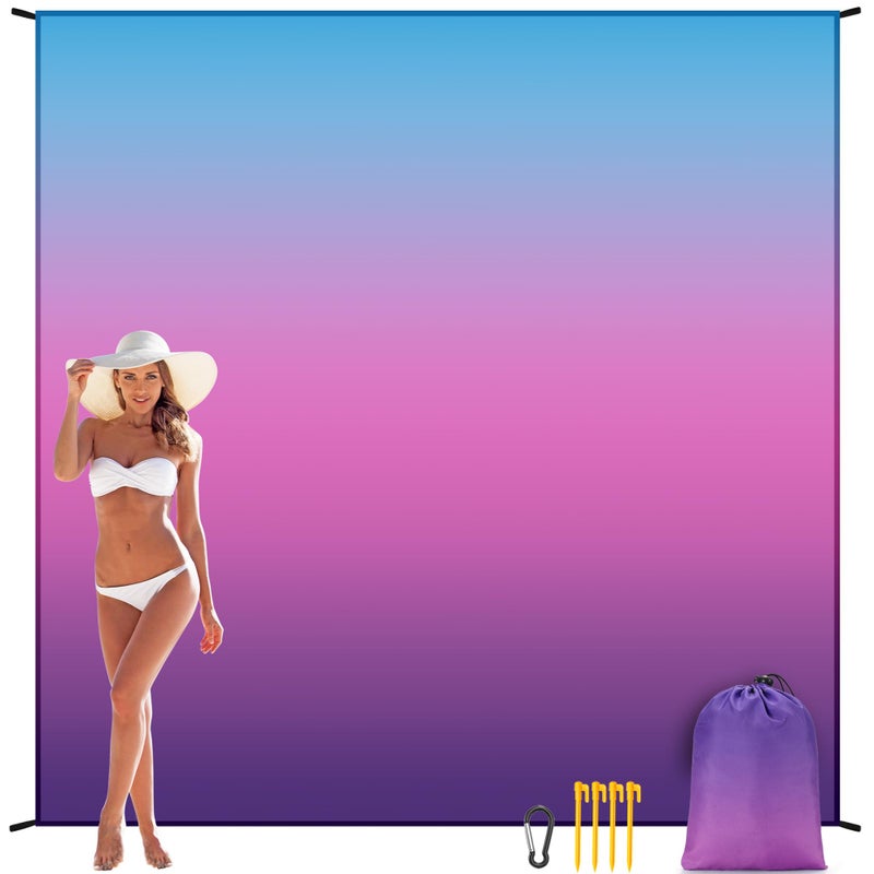WIWIGO Beach Blanket Waterproof Sandproof Beach Mat 79" X 83"/10'x9'for 2-8 Adults Quick Drying Outdoor Picnic Mat Beach Accessories for Travel, Camping, Hiking - Image 4