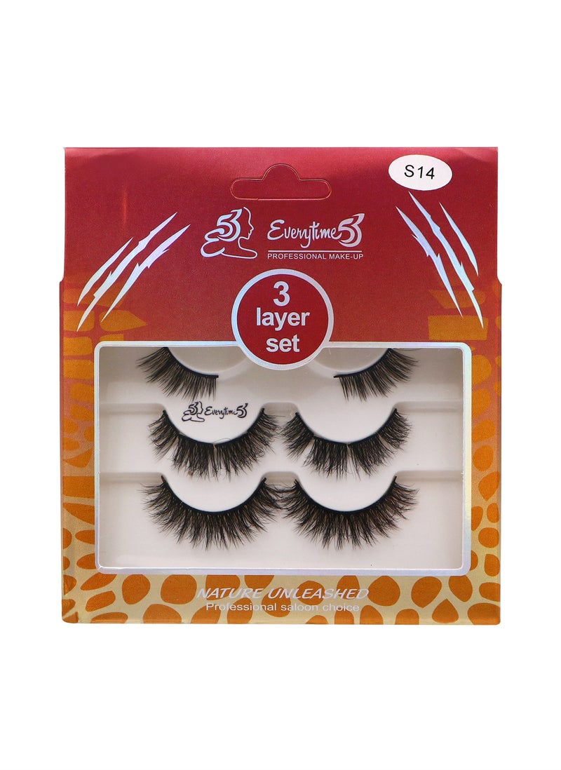 Everytime53 Women's 3 Layer Set Eye Lashes - S14 - Image 1