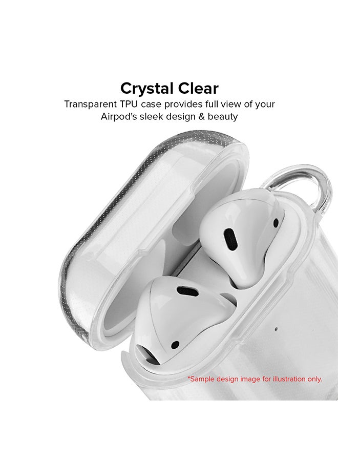 Stylizedd - Classic Clear printed Case for Apple Airpods 2 / 1 Soft TPU Gel Thin Transparent Flexible Cover - Custom Monogram Initial Letter Floral Pattern Alphabet - D (Brown ) - Image 1