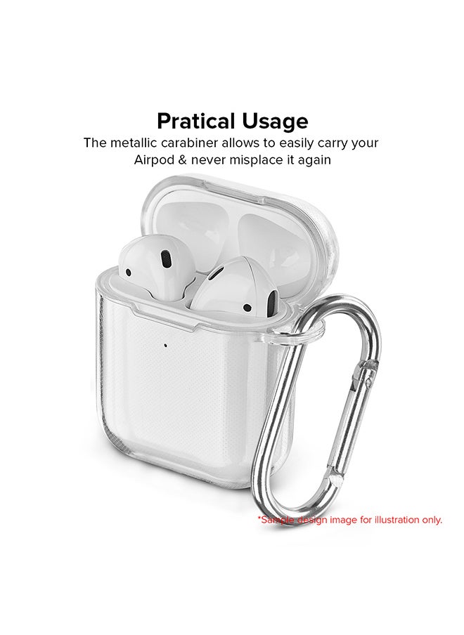 Stylizedd - Classic Clear printed Case for Apple Airpods 2 / 1 Soft TPU Gel Thin Transparent Flexible Cover - Custom Monogram Initial Letter Floral Pattern Alphabet - D (Brown ) - Image 1