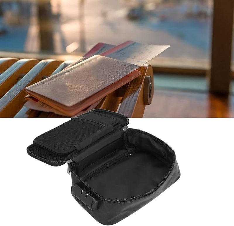 Waterproof Fireproof Lockable Document Bag Black Certificate Passport Money Storage Case - Image 3