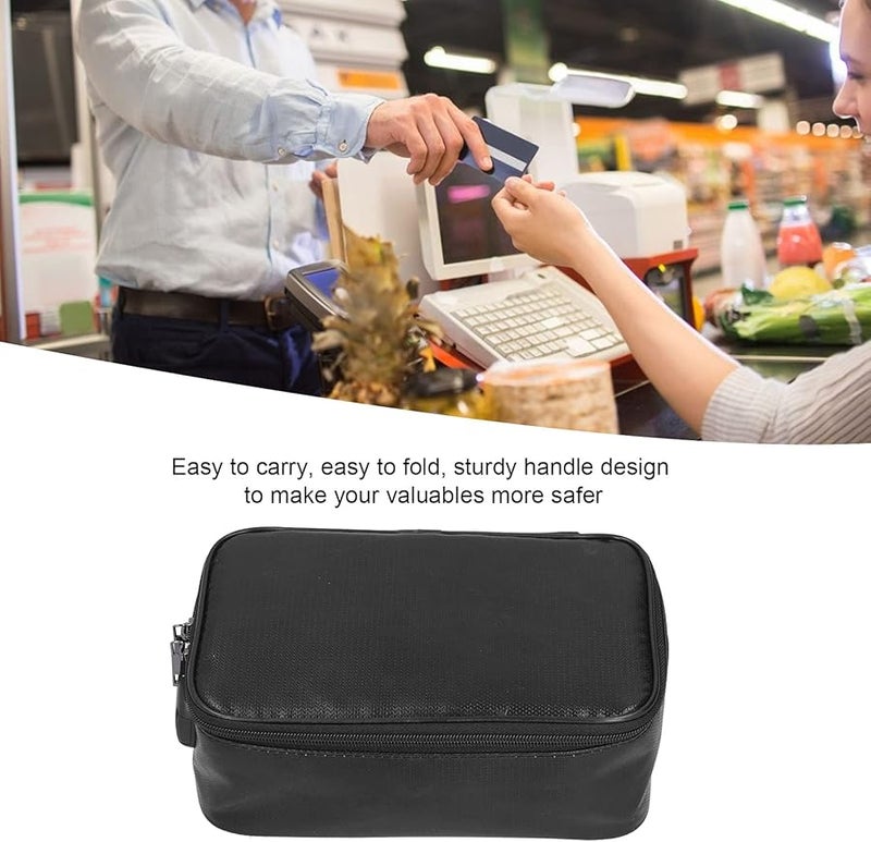 Waterproof Fireproof Lockable Document Bag Black Certificate Passport Money Storage Case - Image 5