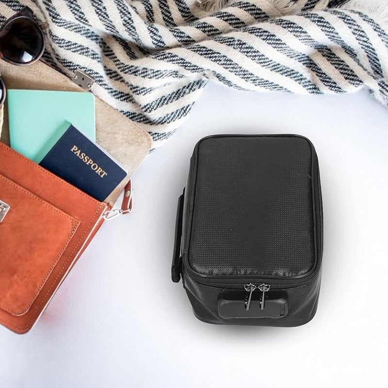 Waterproof Fireproof Lockable Document Bag Black Certificate Passport Money Storage Case - Image 4