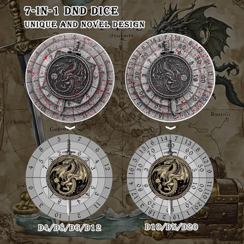 Haxtec Spinner Dice 7in1 Metal DND Dice Set Unique Dice Spinner Antique Compatible with Dungeons and Dragons DND Gifts RPG Role Playing Rotate Gaming Dice - Image 5