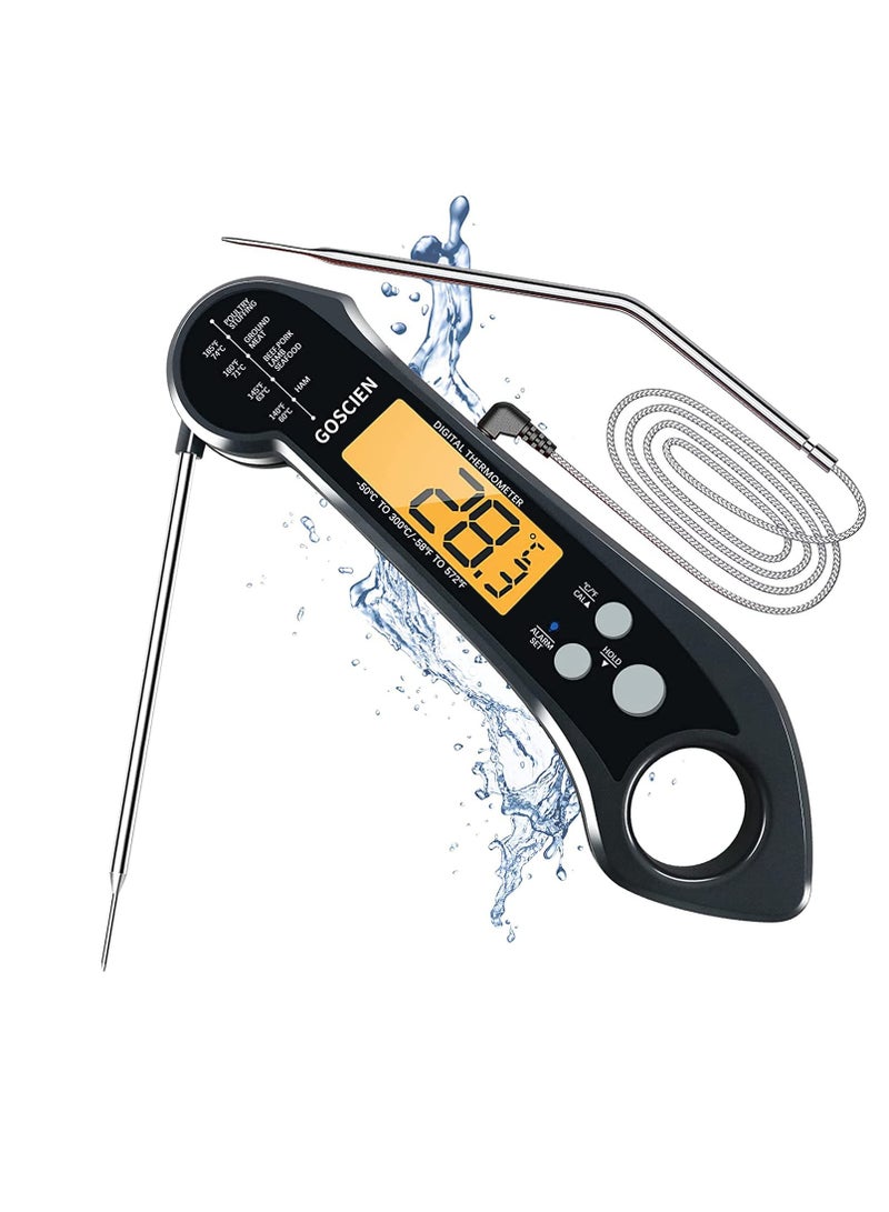 سيوسي Instant Read Meat Thermometer for Cooking Precise Waterproof Digital Food Thermometer with Magnet Backlight, Calibration and Foldable Probe for Deep Frying - Image 1