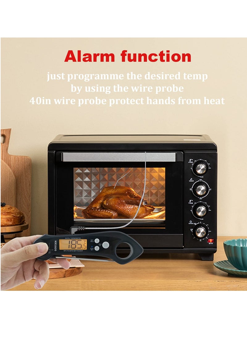 سيوسي Instant Read Meat Thermometer for Cooking Precise Waterproof Digital Food Thermometer with Magnet Backlight, Calibration and Foldable Probe for Deep Frying - Image 4