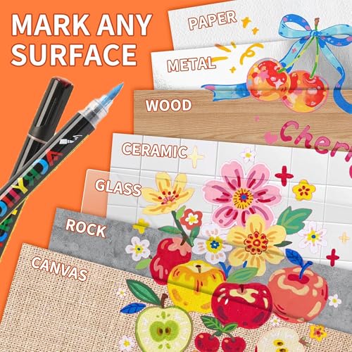 KLIFFOO 48 Colors Acrylic Paint Markers,24Pcs Dual Head Brush Tip Sketch Pen for Painting,Sketching,Calligraphy, Permanent Colouring Marker Pen for Rock,Canvas,Wood, Glass,Fabric (48 Colors 24 Pcs) - Image 5