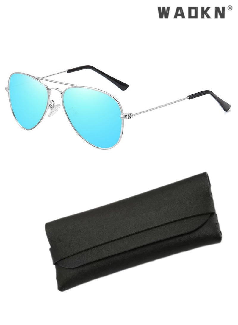 دبليو أيه أو كي أن نظارات شمسية للأطفال الطيار UV400 نظارات واقية مرآة نظارات نظارات الشاطئ في الهواء الطلق عطلة نظارات السفر المد والجزر ركوب الحماية من الأشعة فوق البنفسجية نظارات شمسية للفتيات الفتيان 3-12 سنة  - Image 1