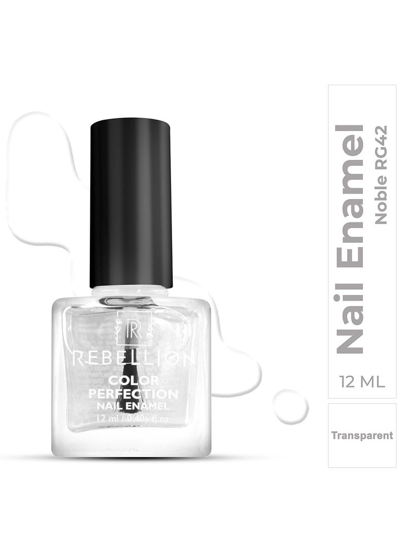 Rebellion Color Perfection Nail Enamel Top Coat 12ml Transparent Noble RG42 - Image 2