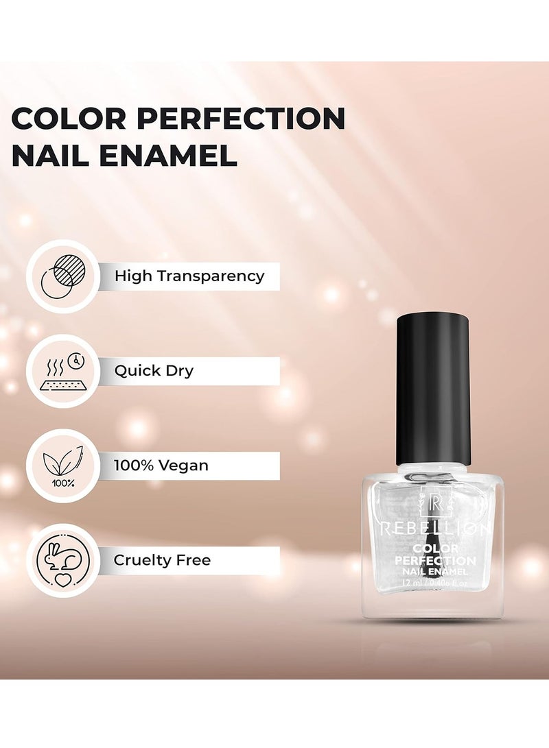Rebellion Color Perfection Nail Enamel Top Coat 12ml Transparent Noble RG42 - Image 5