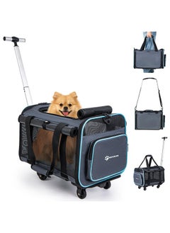 MIU COLOR MIU Color Rolling Pet Carrier with Wheels Under 15 lbs, Airline Approved Foldable Soft Carrier for Small Dogs and Cats, Dog Carrier with Wheels for Car Road Trips Travel Camping Outdoor  - Image 1