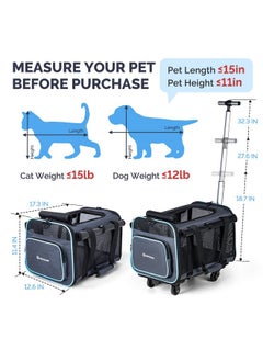 MIU COLOR MIU Color Rolling Pet Carrier with Wheels Under 15 lbs, Airline Approved Foldable Soft Carrier for Small Dogs and Cats, Dog Carrier with Wheels for Car Road Trips Travel Camping Outdoor  - Image 2