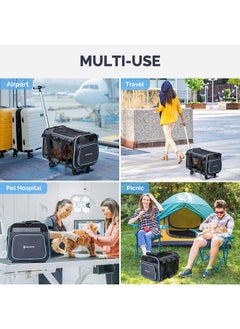 MIU COLOR MIU Color Rolling Pet Carrier with Wheels Under 15 lbs, Airline Approved Foldable Soft Carrier for Small Dogs and Cats, Dog Carrier with Wheels for Car Road Trips Travel Camping Outdoor  - Image 4