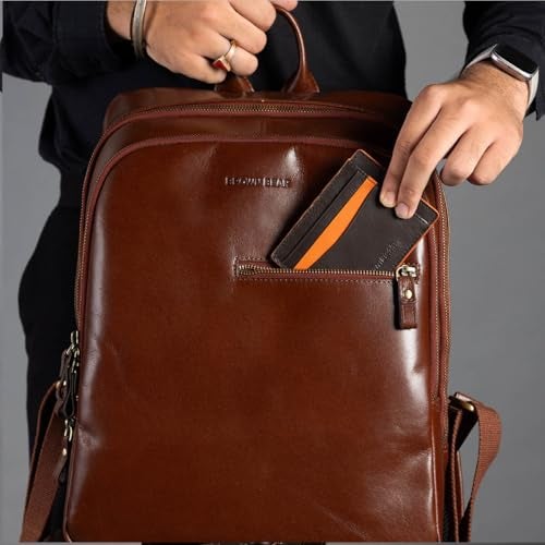 BROWN BEAR Toscana Backpack – Brown Premium Leather Laptop Bags for men office use | 15” Padded Compartment | Front Pocket Office Bag For Man | Breathable Design | Office and Travel - Image 3