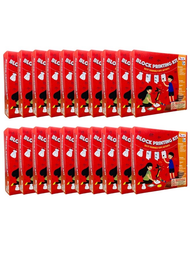 CocoMoco Kids Block Printing DIY Kit, Activity Kit for Kids with Wooden Stamps, Return Gift for 3-5 Years, 7-8 Years (Pack of 20) - Image 1