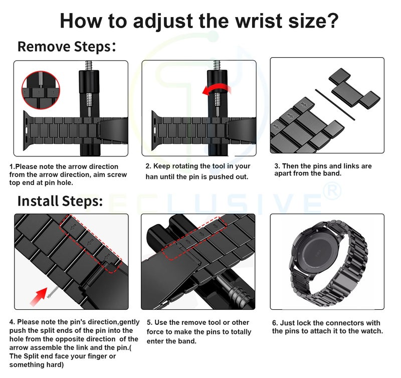T TECLUSIVE Ultra Luxury 20mm Stainless Steel Chain Metal Strap Band Compatible for Galaxy Watch Active 1 / Active 2 | Amazfit | Huawei Watch and other 20mm Size Watch - Image 4