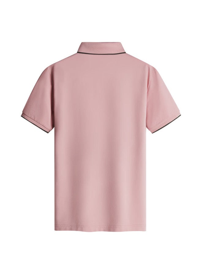 Dancing Wolves Easy Care Cool And Breathable Men's Short Sleeve Polo Shirt 406 Pink 185 - Image 3