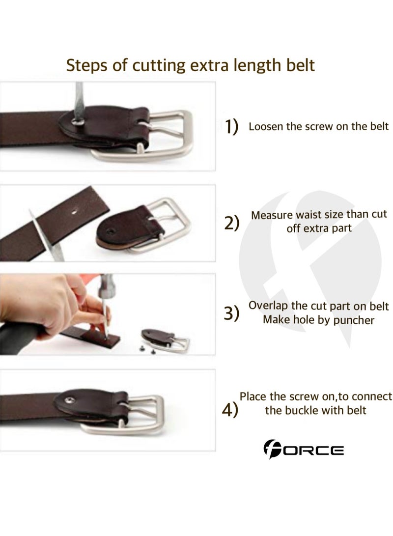 فورس حزام جلد طبيعي للرجال في صندوق الهدايا؛ حزام جان كلاسيكي 40 ملم؛ أحزمة للرجال كاجوال بإبزيم دبوس - Image 5