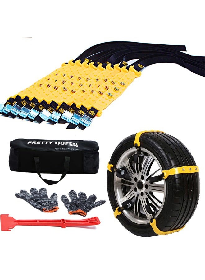 PrettyQueen Upgraded Snow Chains for Cars - 10 Pcs Emergency Anti Slip Tire Straps, Car Snow Chain for Trucks Minivan Pickup SUV/ATV/UTV Winter Universal Tire Blocks 185-295mm/7.2-11.6 inches - Image 1