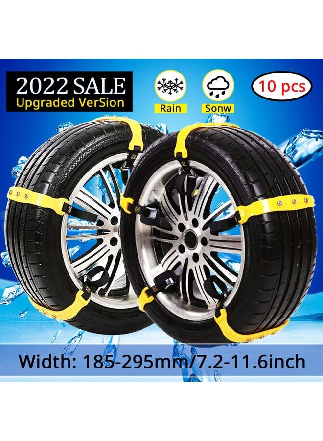 PrettyQueen Upgraded Snow Chains for Cars - 10 Pcs Emergency Anti Slip Tire Straps, Car Snow Chain for Trucks Minivan Pickup SUV/ATV/UTV Winter Universal Tire Blocks 185-295mm/7.2-11.6 inches - Image 2