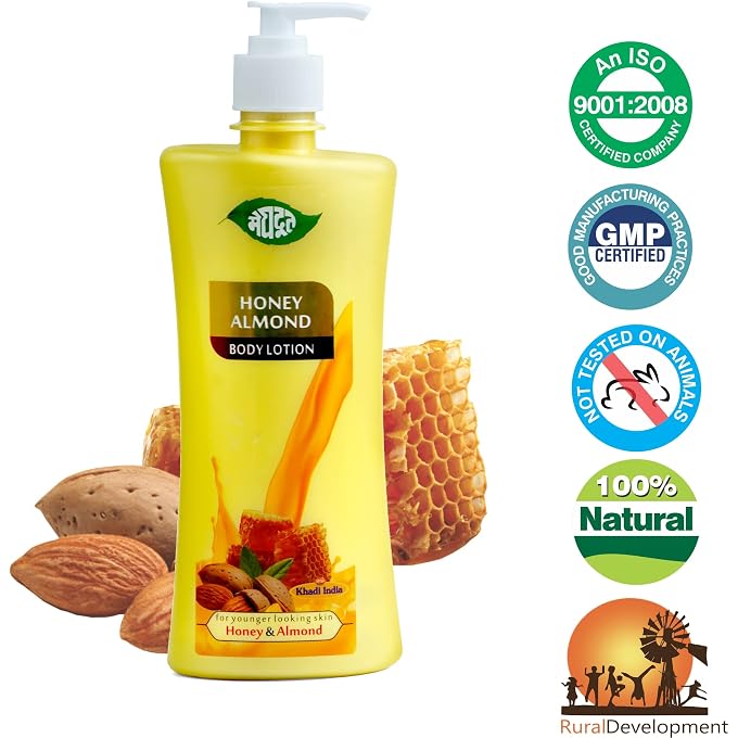 Meghdoot Natural Honey Almond Intense Hydrating Body Lotion, Enriched With Extracts of Brahmi and Aloe vera for Pigmentation and Dry Skin, Soft and Glowing Skin, 500ml (Pack of 1) - Image 3