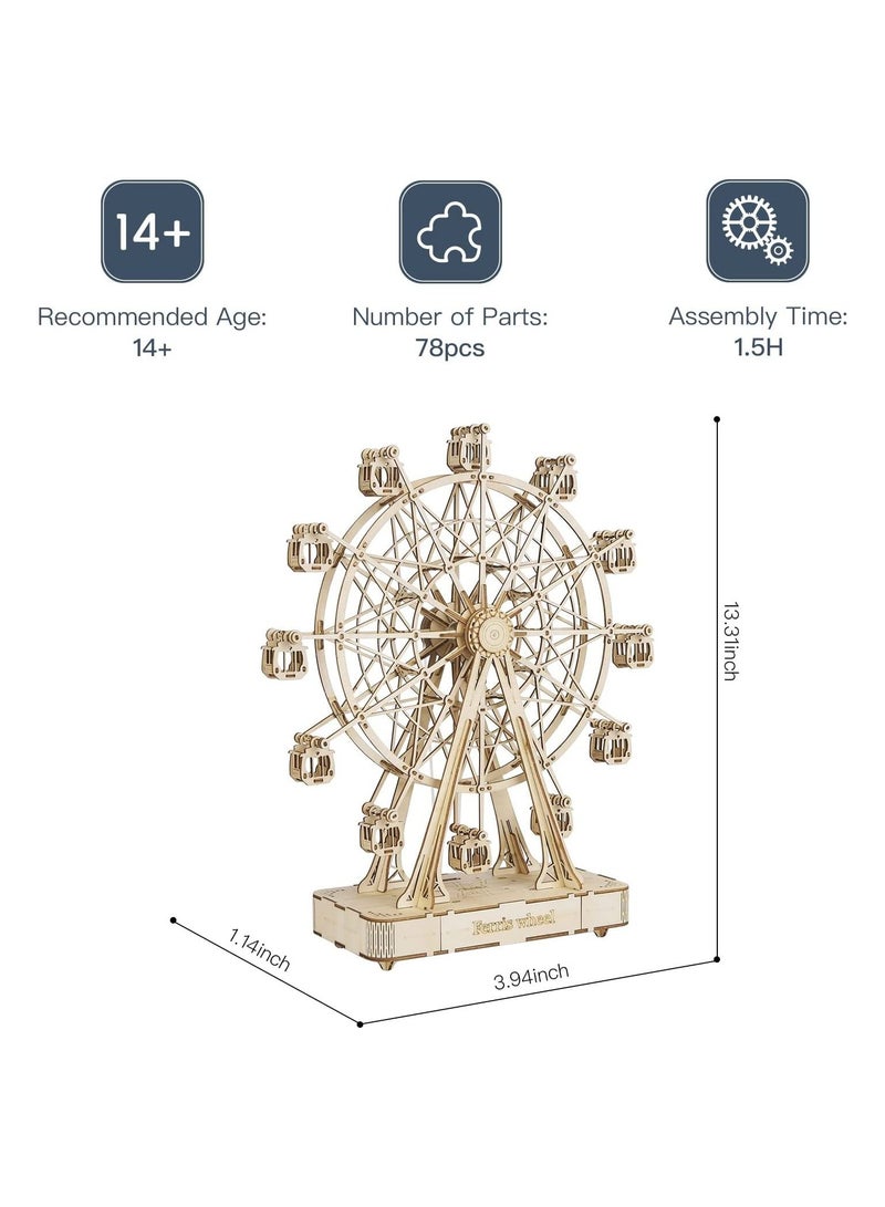 ألغاز خشبية ثلاثية الأبعاد للبالغين، لعبة حرف البناء هدية للبالغين والمراهقين - عجلة فيريس - Image 5