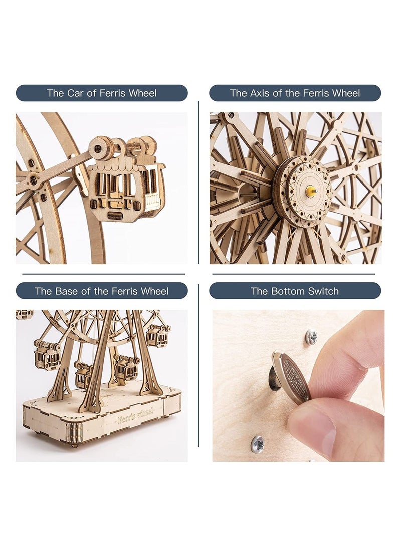 ألغاز خشبية ثلاثية الأبعاد للبالغين، لعبة حرف البناء هدية للبالغين والمراهقين - عجلة فيريس - Image 4