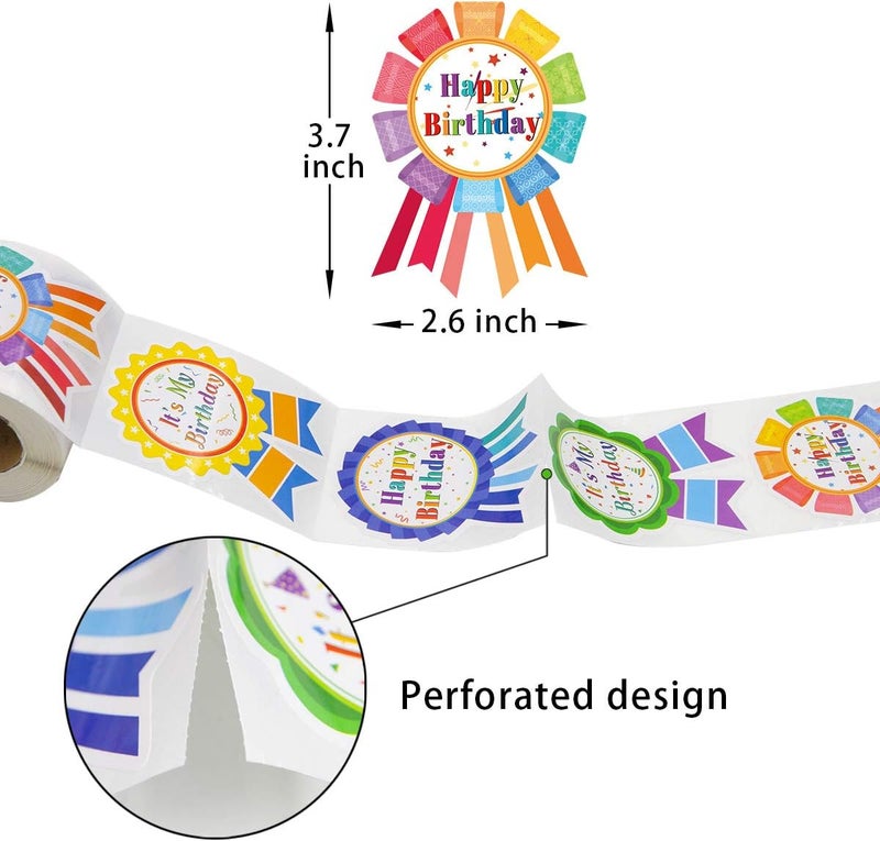 FANCY LAND Birthday Roll Stickers - 198 Assorted Self-Adhesive Stickers for Kids - Image 3