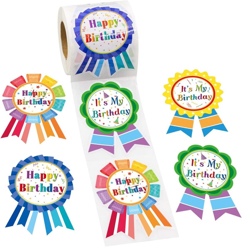 FANCY LAND Birthday Roll Stickers - 198 Assorted Self-Adhesive Stickers for Kids - Image 1