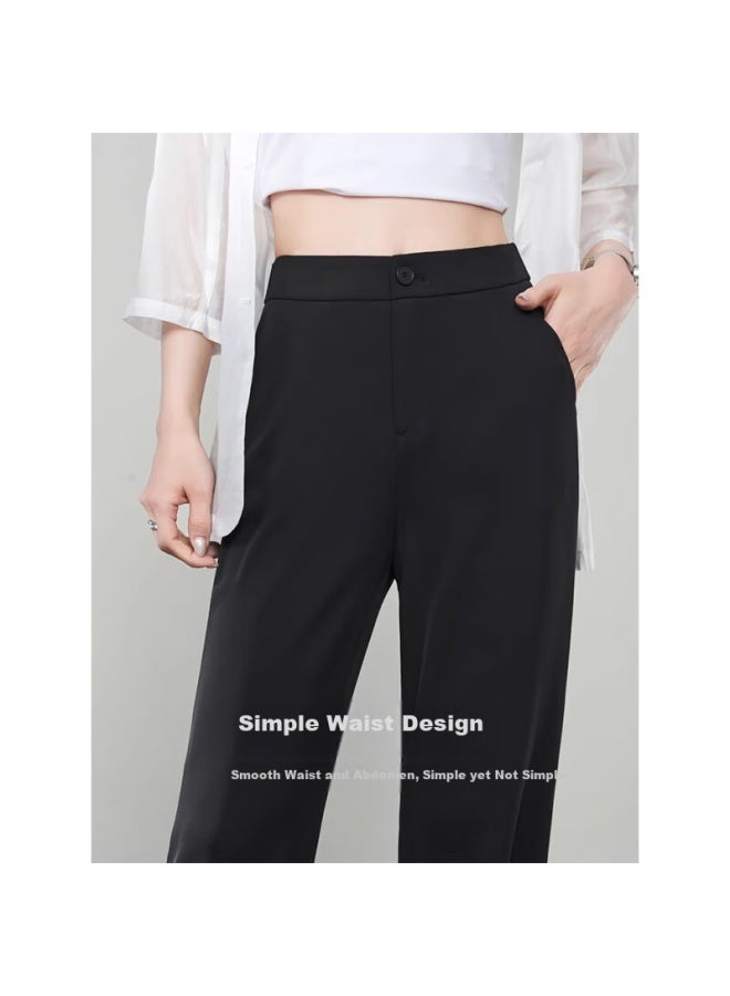 Teluoman Summer Lightweight Casual Blazer Pants For Women, Straight-leg Professional Trousers, Slimming Versatile Interview Formal Dress Pants, Slight Flare Pants - Image 2