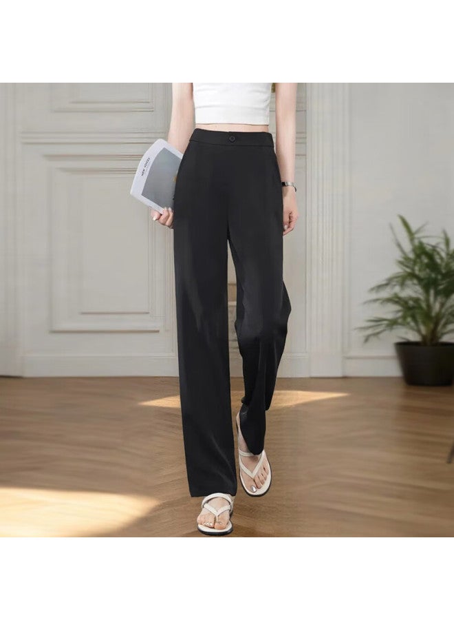 Teluoman Summer Lightweight Casual Blazer Pants For Women, Straight-leg Professional Trousers, Slimming Versatile Interview Formal Dress Pants, Slight Flare Pants - Image 4