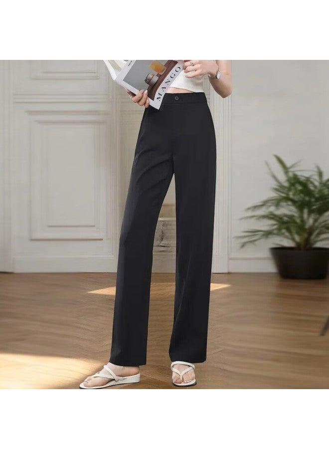 Teluoman Summer Lightweight Casual Blazer Pants For Women, Straight-leg Professional Trousers, Slimming Versatile Interview Formal Dress Pants, Slight Flare Pants - Image 3