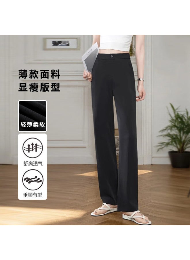 Teluoman Summer Lightweight Casual Blazer Pants For Women, Straight-leg Professional Trousers, Slimming Versatile Interview Formal Dress Pants, Slight Flare Pants - Image 1