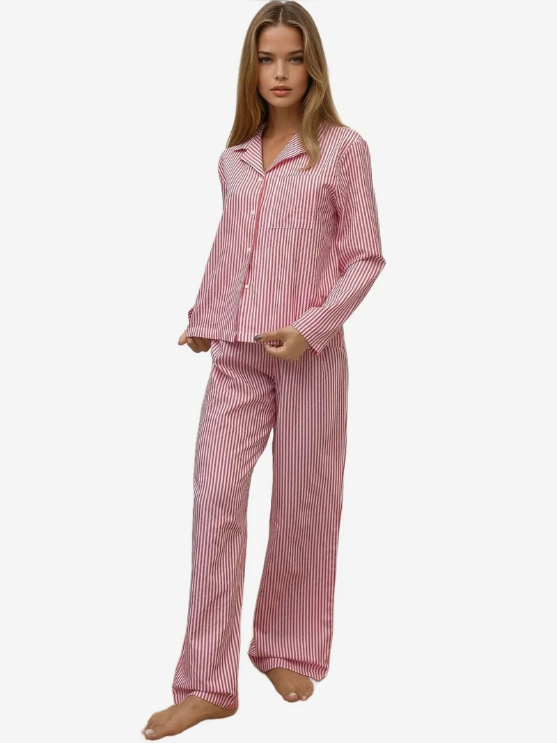 هيكاب طقم بيجامة قطنية مخططة